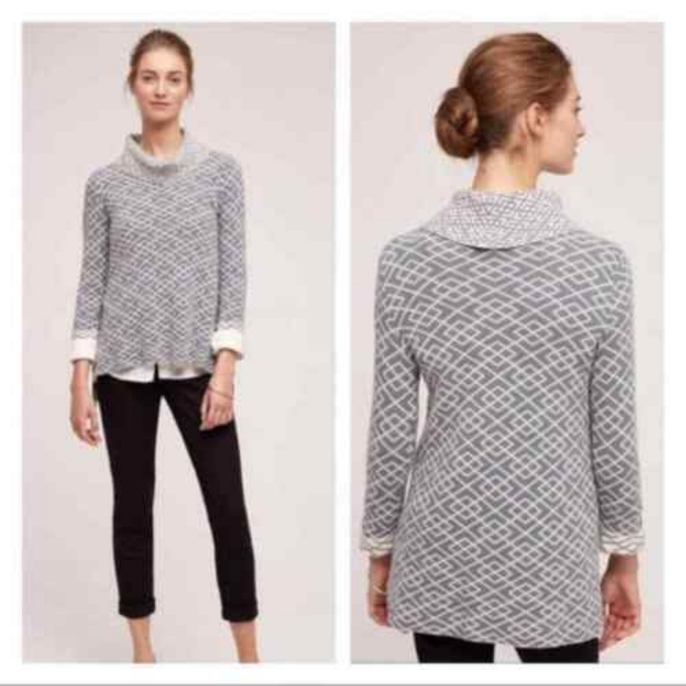Anthropologie Moth Galena Cowlneck Turtleneck High Low Hem Sweater Size M